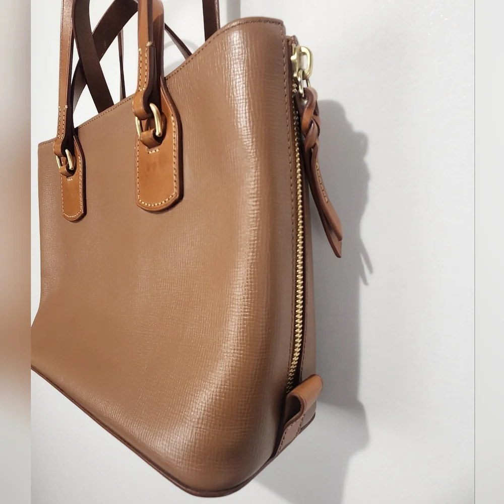 Dooney & Bourke Morgan Saddle Tan Leather Handbag With Coin Wallet